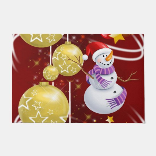 クリスマス玄関マット、雪だるま ドアマット (正面)