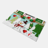クリスマス玄関マット、雪だるま ドアマット (アングル)
