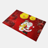 クリスマス玄関マット、雪だるま ドアマット (アングル)