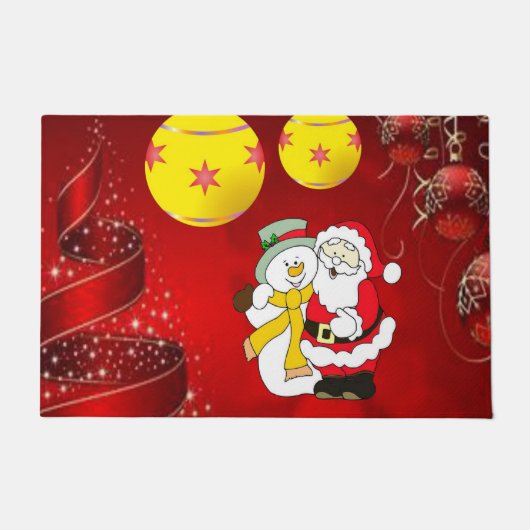 クリスマス玄関マット、雪だるま ドアマット (正面)