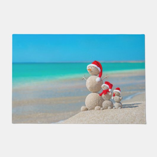 クリスマス玄関マット、雪だるま ドアマット (正面)