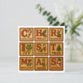 クリスマス玩具木製ブロック シーズンカード (スタンド正面)