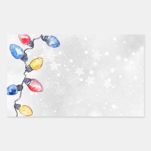 クリスマス球根、ストリングライト、休日の出荷 長方形シール (正面)