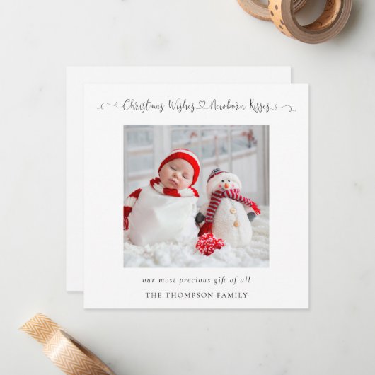 クリスマス生まれたばかりのフォト統計ホリデーカード ノートカード (正面/裏面インサイチュ)
