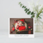 クリスマス生まれたばかりのベビー誕生発表 ポストカード (スタンド正面)