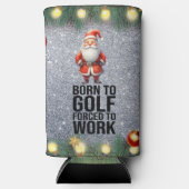 クリスマス生まれに働くためにゴルフの力にゴルファーのサンタ スリム缶クーラー (正面)