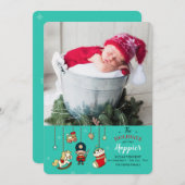 クリスマス生まれのお知らせ写真付き 招待状 (正面/裏面)