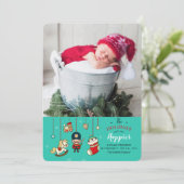 クリスマス生まれのお知らせ写真付き 招待状 (スタンド正面)