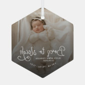 クリスマス生まれの赤ちゃんの写真と出生統計 クリスマス ガラスオーナメント (裏面)