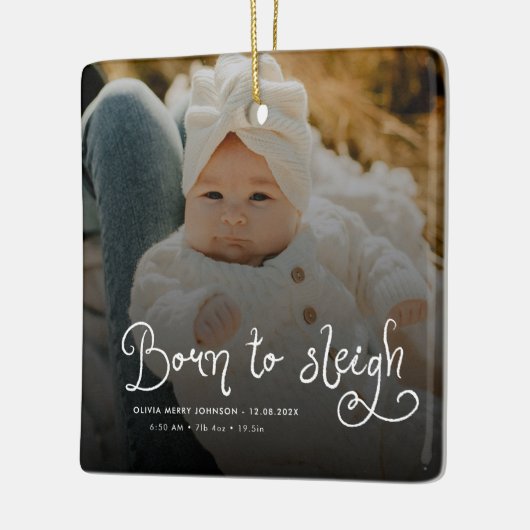 クリスマス生まれの赤ちゃんの写真と出生統計 クリスマス セラミックオーナメント (左)