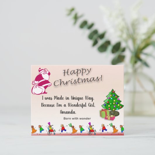 クリスマス生まれ付きの特別疑問に思子引用文 ポストカード (スタンド正面)