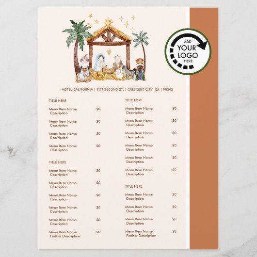 クリスマス生誕祭をテーマにしたレストランのテイクアウトメニュー メニュー (正面)