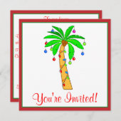 クリスマス用に飾られたパームツリー 招待状 (正面/裏面)