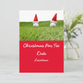 クリスマス用のグリーンのゴルフボールパーティー 招待状 (スタンド正面)