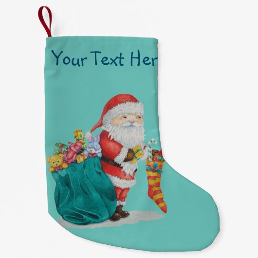 クリスマス用のサックにおもちゃつき可愛いサンタ スモールクリスマスストッキング (正面)