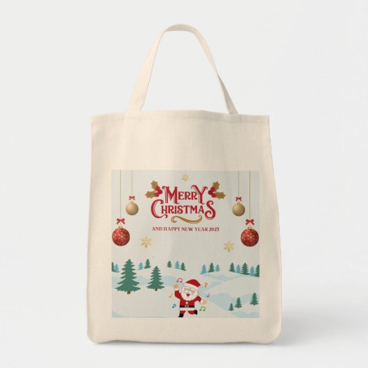 クリスマス用のサンタトートバッグ トートバッグ (正面)