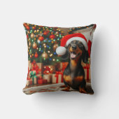 クリスマス用のダックスシャント枕 クッション (正面)