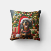 クリスマス用のダックスシャント枕 クッション (正面)
