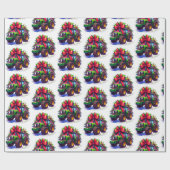 クリスマス用のフ飾ァームトラクター ラッピングペーパー (フラット)