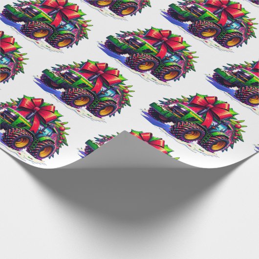 クリスマス用のフ飾ァームトラクター ラッピングペーパー (角)