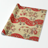 クリスマス用の中華料理 ラッピングペーパー (アンロールド)