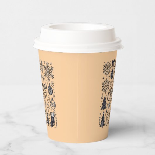 クリスマス用の使い捨てカップまたは紙カップ 紙コップ (右)