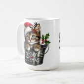 クリスマス用の可愛い子ネコ コーヒーマグカップ (正面左)