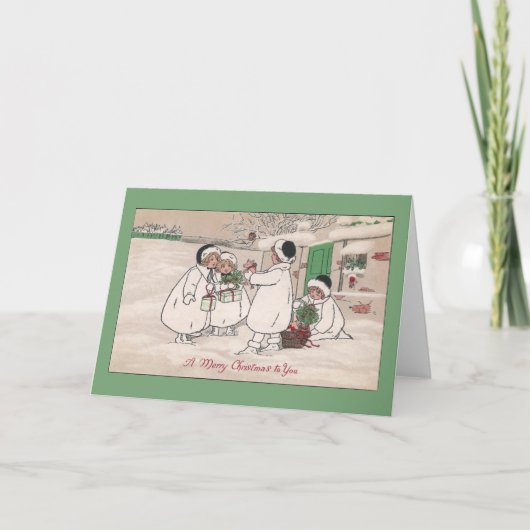 クリスマス用の子豚 シーズンカード (正面)