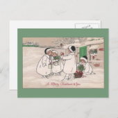クリスマス用の子豚 シーズンポストカード (正面/裏面)