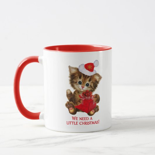 クリスマス用の小さな子猫のコーヒーが必要 マグカップ (左)