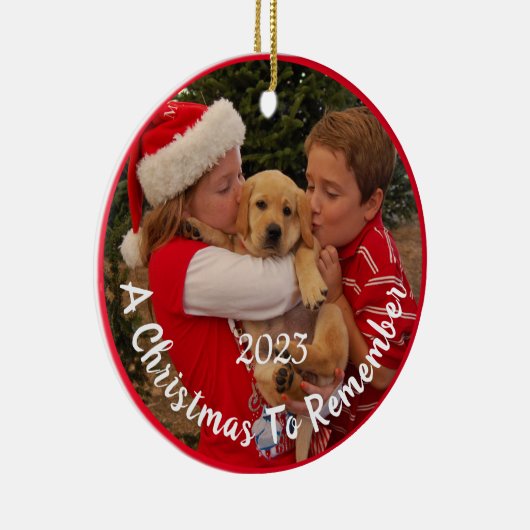 クリスマス用の新しい子犬 – カスタマイズ可能 セラミックオーナメント (右)