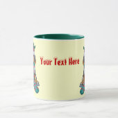 クリスマス用の服を着たかわいい黒と茶色の子犬 マグカップ (中央)