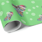 クリスマス用の服を着たかわいい黒と茶色の子犬 ラッピングペーパー (ロールコーナー)