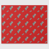 クリスマス用の服を着たかわいい黒と茶色の子犬 ラッピングペーパー (フラット)