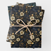 クリスマス用の豪華な金箔デジタル紙 ラッピングペーパーシート (インサイチュ)