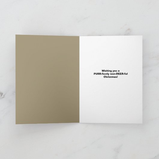クリスマス用の面白い猫のトナカイの角 シーズンカード (内部)