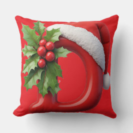 🎄 クリスマス用イニシャルDモノグラムホームデコレーション 🎅 クッション