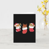 クリスマス用クリスマスソックスのかわいいリス カード (黄色い花)