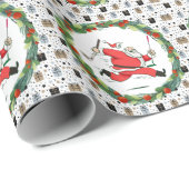 クリスマス用ゴルフサンタクロースパーティー ラッピングペーパー (ロールコーナー)