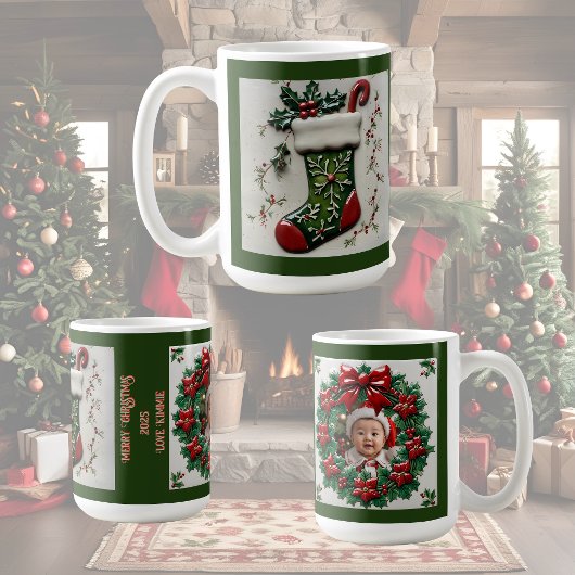 クリスマス用ストックキングのカスタマイズ コーヒーマグカップ