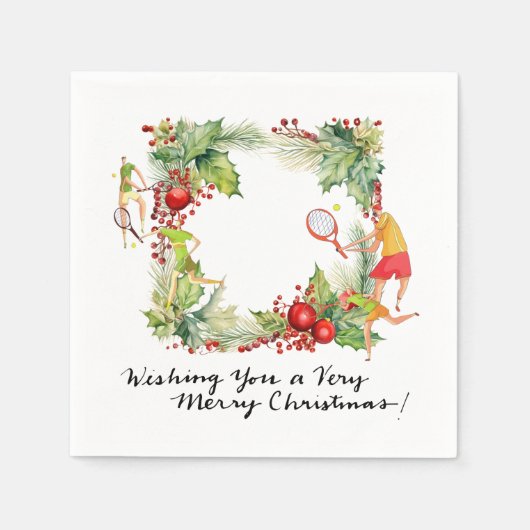 クリスマス用テニスパーティー スタンダードカクテルナプキン (正面)