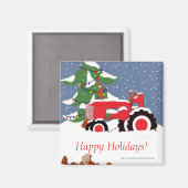 クリスマス用トラクター マグネット (正面/裏面)