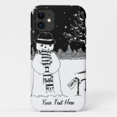 クリスマス用モノクロ雪だるま写真 Case-Mate iPhoneケース (裏面)