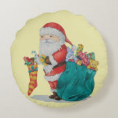 クリスマス用伝統的デザイン付き枕 ラウンドクッション (裏面)
