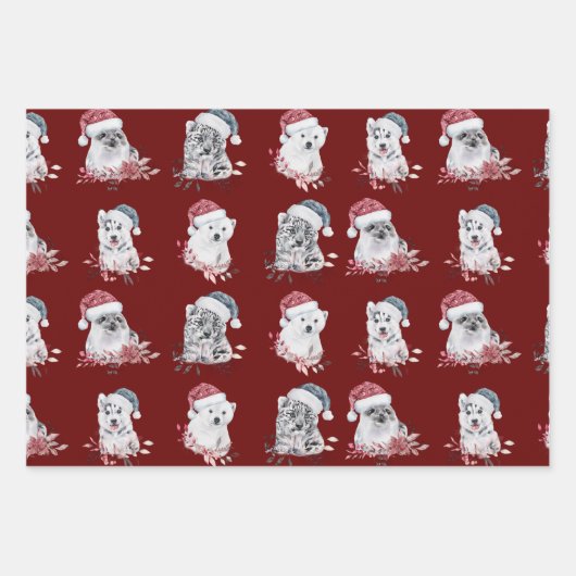 クリスマス用包装紙動物愛好家 ラッピングペーパーシート (正面)