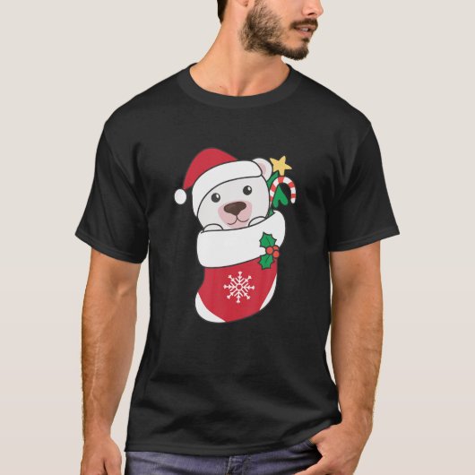 クリスマス用可愛いホッキョクグマ Tシャツ (正面)