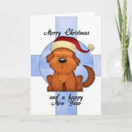 クリスマス用帽子のかわいい犬とクリスマスカード シーズンカード