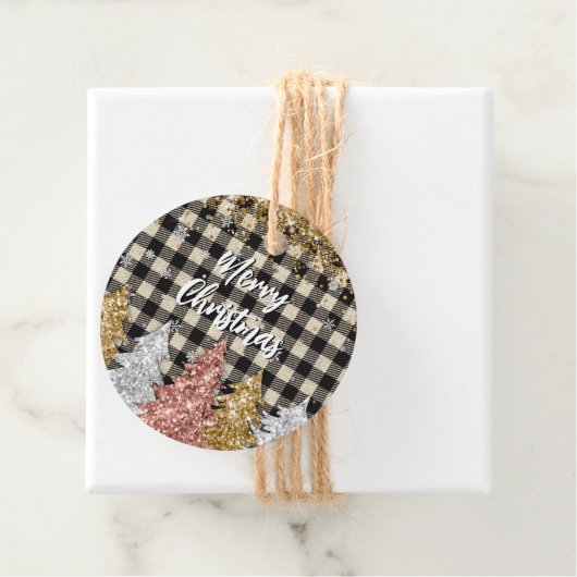 クリスマス用格子及びグリッターメリークリスマス フェイバータグ (インサイチュ)