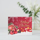 クリスマス用赤いボーブル、トウヒ、コーン シーズンポストカード (スタンド正面)