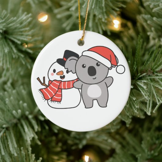 クリスマス用雪だるま付きコアラ セラミックオーナメント (ツリー)